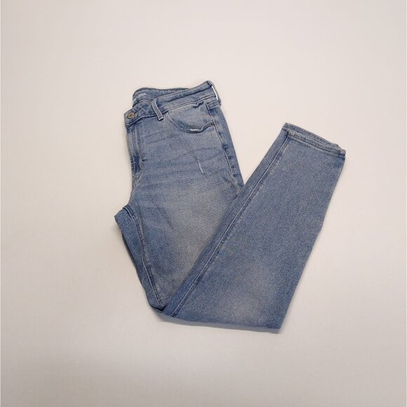 Old Navy Rockstar Mid Rise Super Skinny Jeans Size 8 Light Wash Distressed Denim - Picture 4 of 8